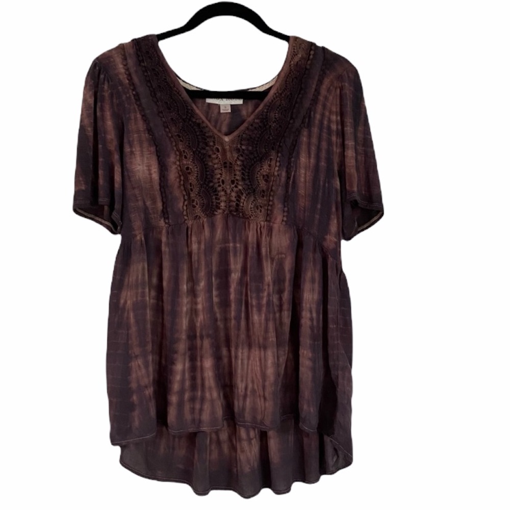 Knox Rose Bohemian Brown Tie Dye Shirt Size Small